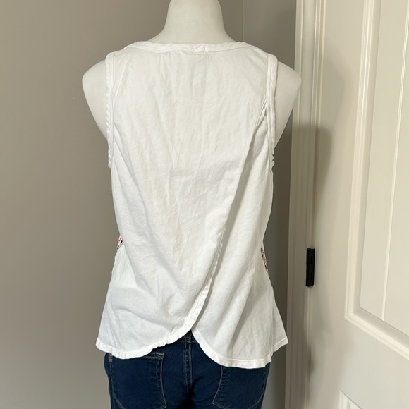 Anthropologie Dolan Lucy Tank Side Embroidered Top Split Back White Sz M - Picture 7 of 13